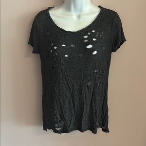 Distressed Black Women's Top